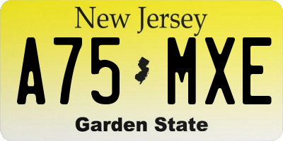 NJ license plate A75MXE