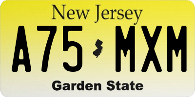 NJ license plate A75MXM