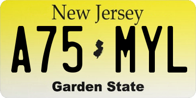 NJ license plate A75MYL