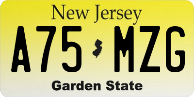 NJ license plate A75MZG
