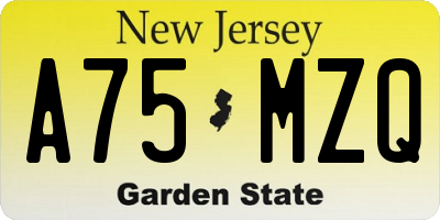 NJ license plate A75MZQ