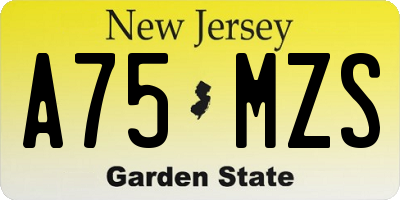 NJ license plate A75MZS