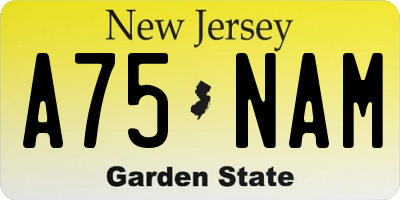 NJ license plate A75NAM