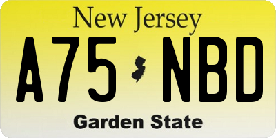 NJ license plate A75NBD