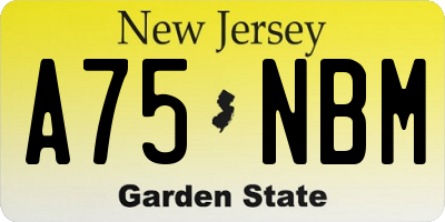 NJ license plate A75NBM