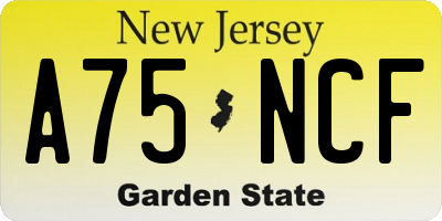 NJ license plate A75NCF