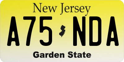 NJ license plate A75NDA