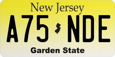 NJ license plate A75NDE