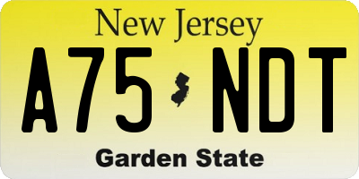 NJ license plate A75NDT
