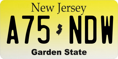 NJ license plate A75NDW
