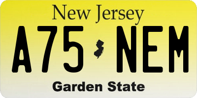 NJ license plate A75NEM