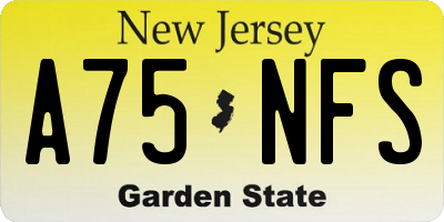 NJ license plate A75NFS