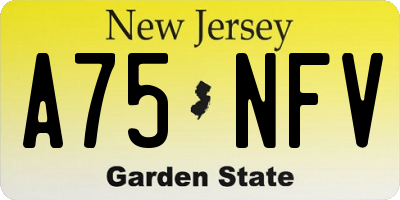 NJ license plate A75NFV