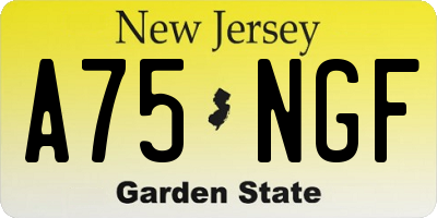 NJ license plate A75NGF