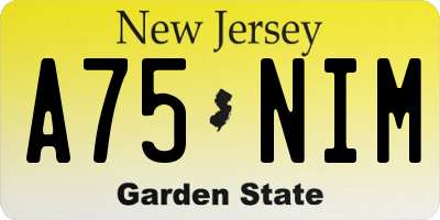 NJ license plate A75NIM
