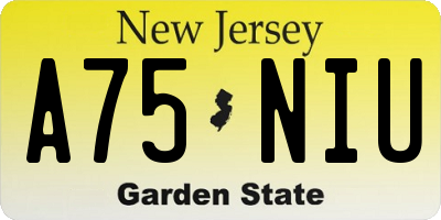 NJ license plate A75NIU