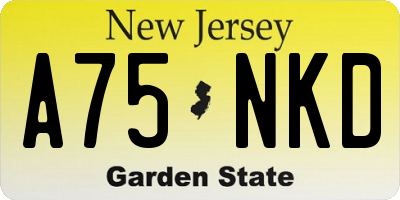 NJ license plate A75NKD
