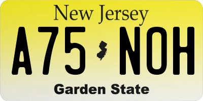 NJ license plate A75NOH