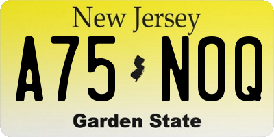 NJ license plate A75NOQ