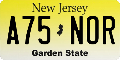 NJ license plate A75NOR