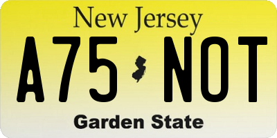 NJ license plate A75NOT