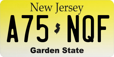 NJ license plate A75NQF