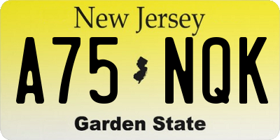 NJ license plate A75NQK