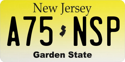 NJ license plate A75NSP