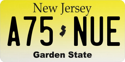 NJ license plate A75NUE