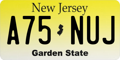 NJ license plate A75NUJ