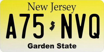 NJ license plate A75NVQ