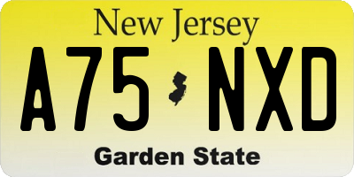 NJ license plate A75NXD