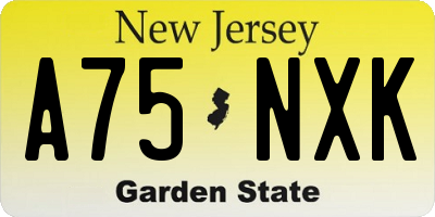 NJ license plate A75NXK
