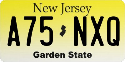 NJ license plate A75NXQ