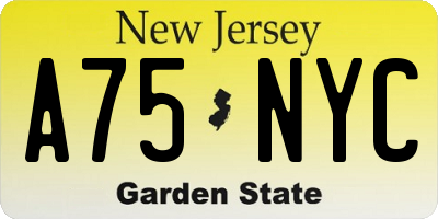 NJ license plate A75NYC