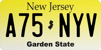 NJ license plate A75NYV