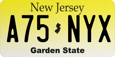 NJ license plate A75NYX