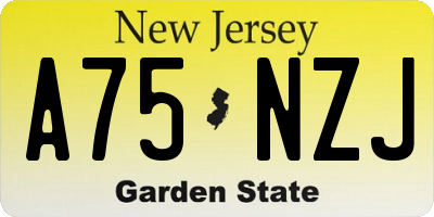 NJ license plate A75NZJ