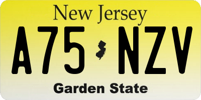 NJ license plate A75NZV