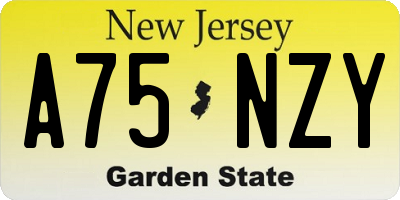 NJ license plate A75NZY