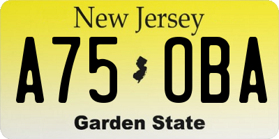 NJ license plate A75OBA