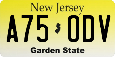 NJ license plate A75ODV
