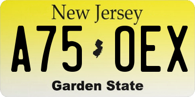 NJ license plate A75OEX