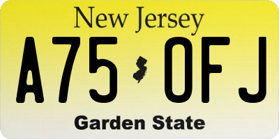 NJ license plate A75OFJ
