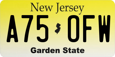 NJ license plate A75OFW