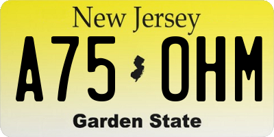 NJ license plate A75OHM