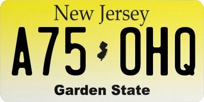 NJ license plate A75OHQ