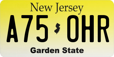 NJ license plate A75OHR