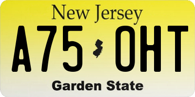 NJ license plate A75OHT