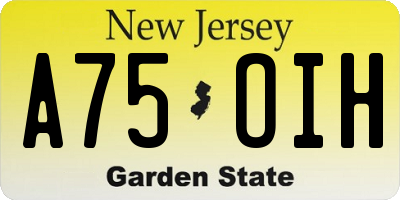 NJ license plate A75OIH